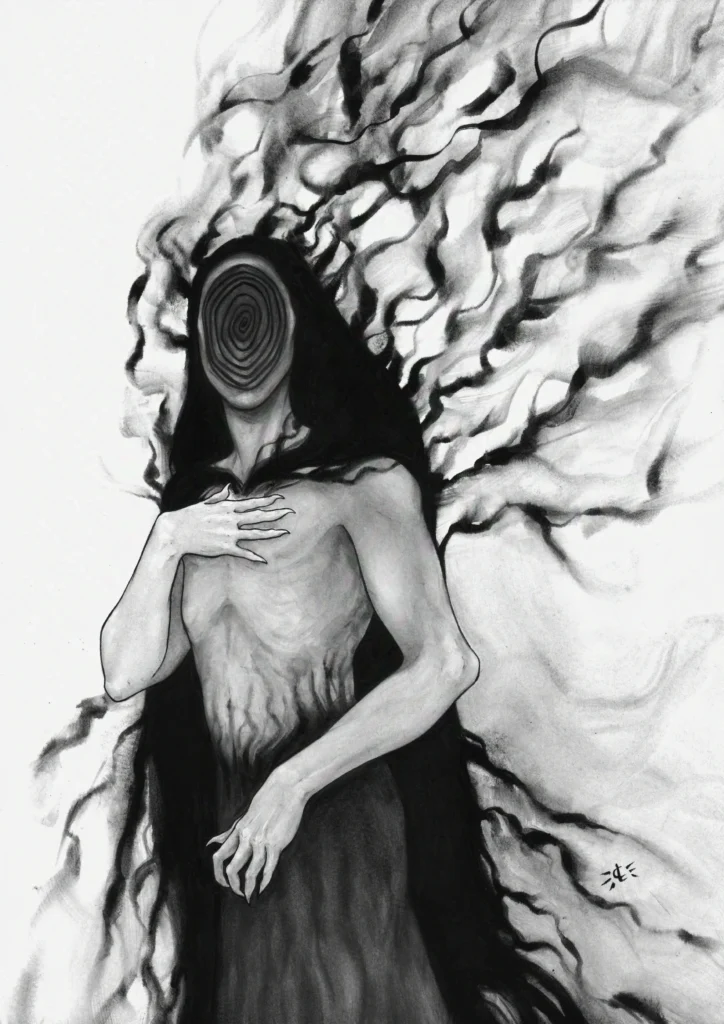 Appel du Vide - Encre noire sur papier - 30 x 40 cm - Détail