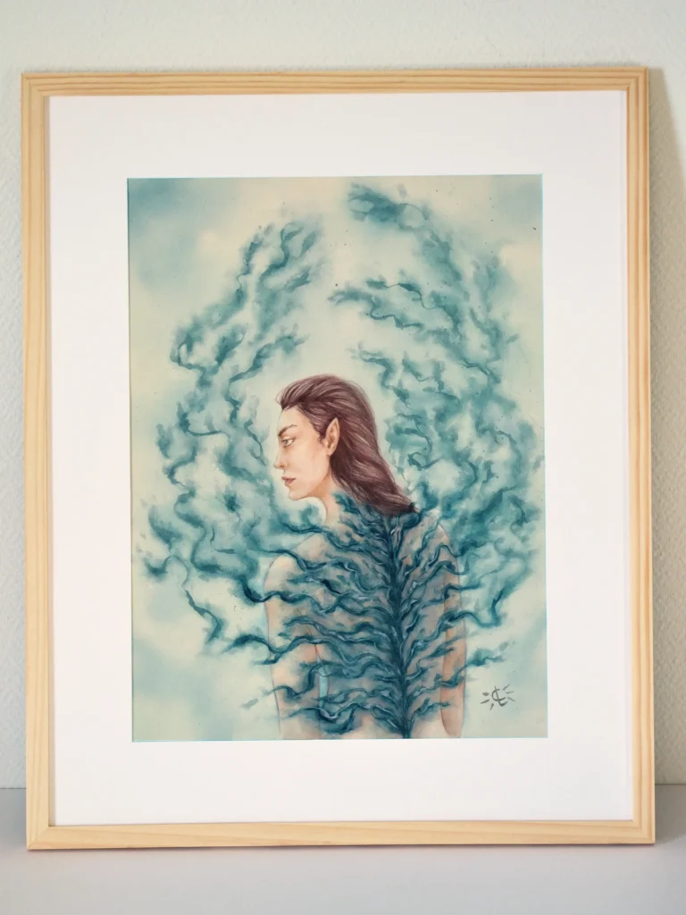 Marquée - Aquarelle sur papier - 30 x 40 cm - Encadré