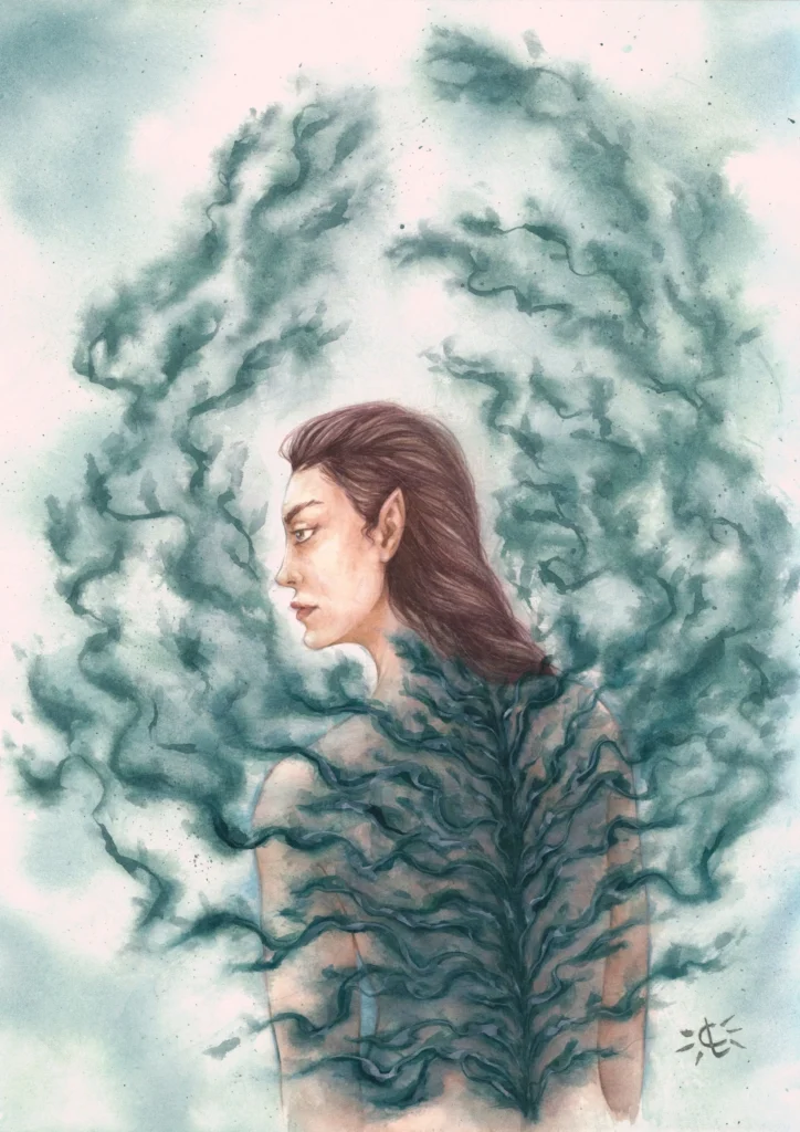 Marquée - Aquarelle sur papier - 30 x 40 cm - Détail
