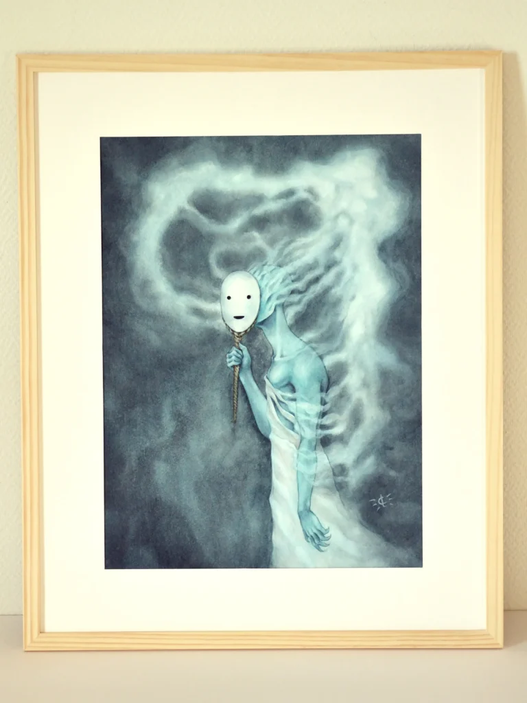 Masque - Aquarelle sur papier - 30 x 40 cm - Encadré