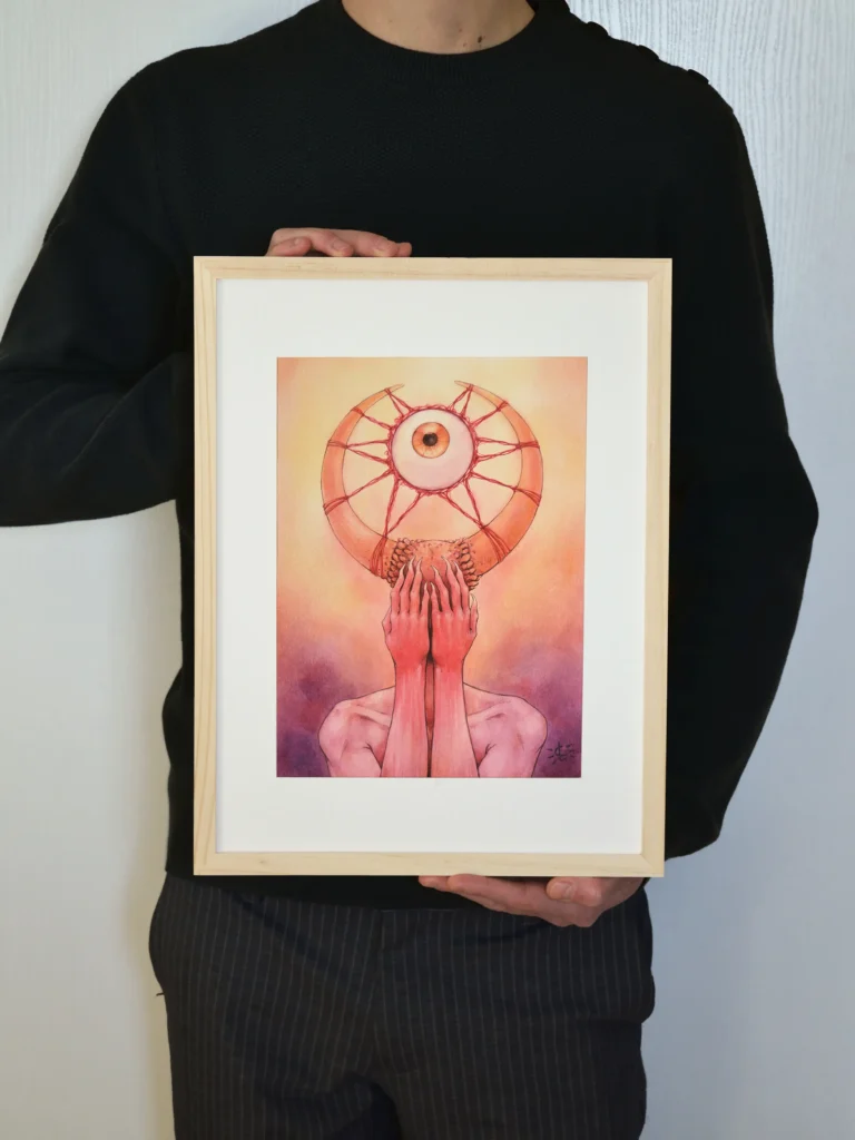 Occulta - Aquarelle sur papier - 20 x 30 cm - Encadré tenu en mains